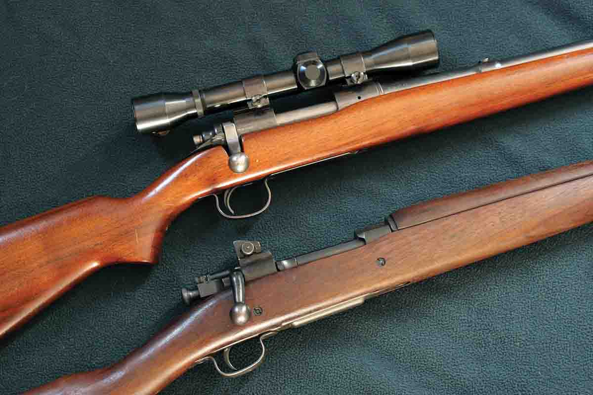 The manufacturing techniques used by Remington during World War II were applied to its new bolt action, the Model 721/722, in 1947 – including button rifling and a stamped, non-removable floorplate. This 722 (top) left the Ilion factory in 1953.
